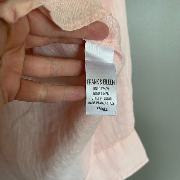 FRANK & EILEEN Eileen Relaxed Button-Up Shirt Peach Linen Size Small Casual Chic - Picture 16 of 16